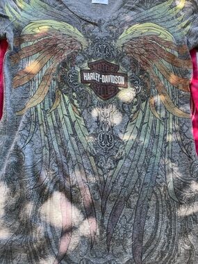 Harley-Davidson Gray Logo Tag Tee with Orange Shield Accent